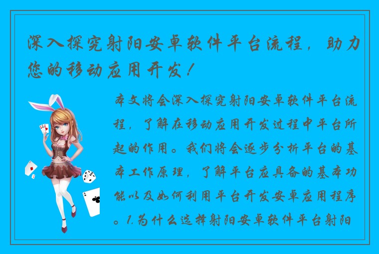 深入探究射阳安卓软件平台流程，助力您的移动应用开发！