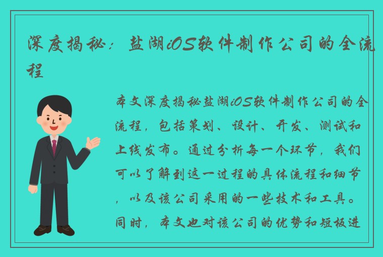 深度揭秘：盐湖iOS软件制作公司的全流程