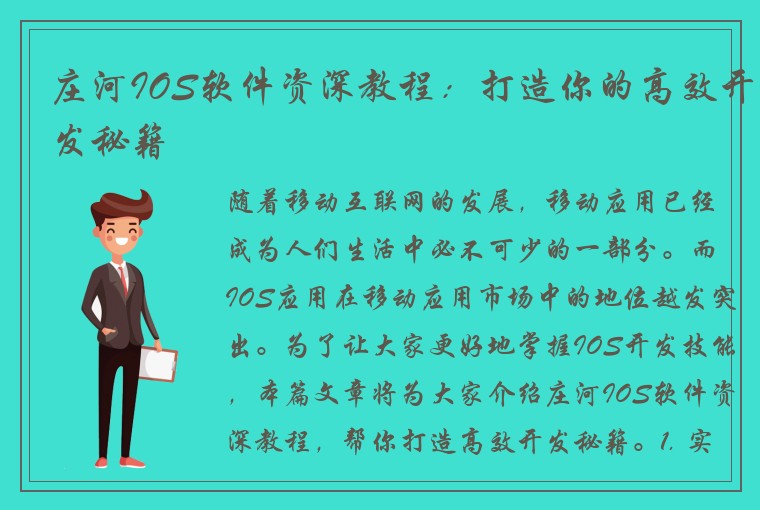 庄河IOS软件资深教程：打造你的高效开发秘籍