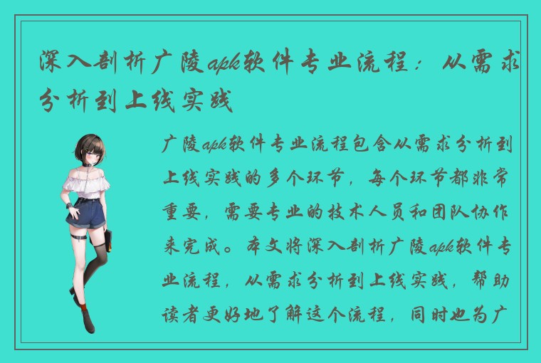 深入剖析广陵apk软件专业流程：从需求分析到上线实践