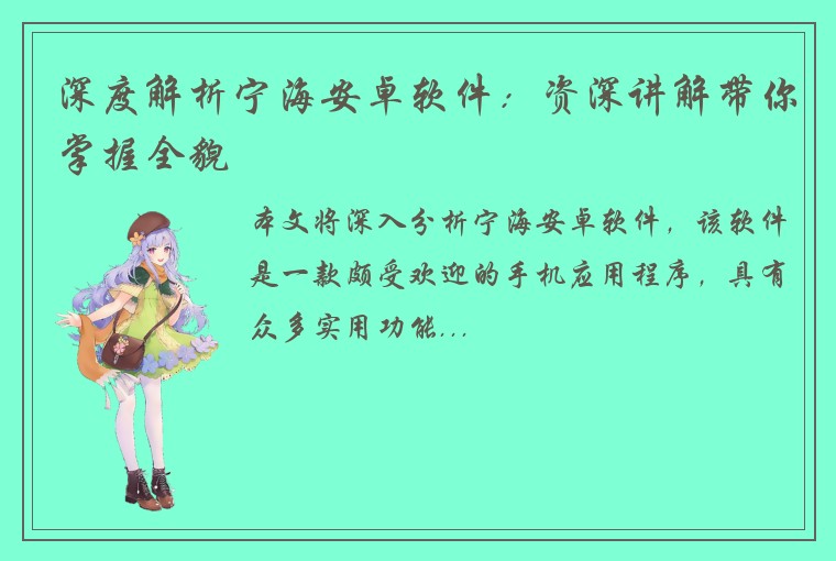 深度解析宁海安卓软件：资深讲解带你掌握全貌